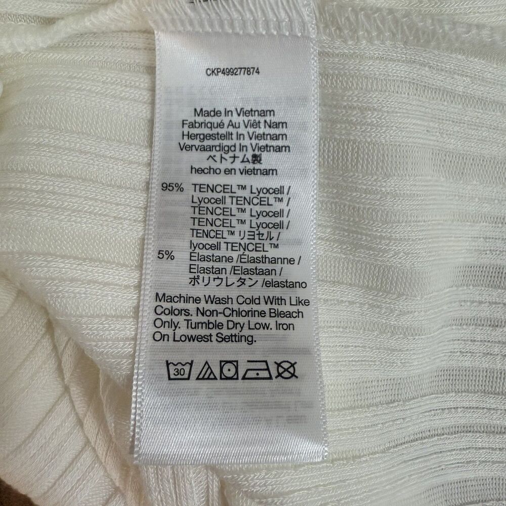 MADEWELL Ribbed V-Neck Polo Top XL Lighthouse White Slim Fit Short Sleeve B51 - Picture 4 of 5